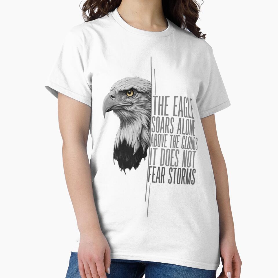 Stoic Eagle: Minimalist Strength & Virtue T-Shirt by Mind-Over-Mood