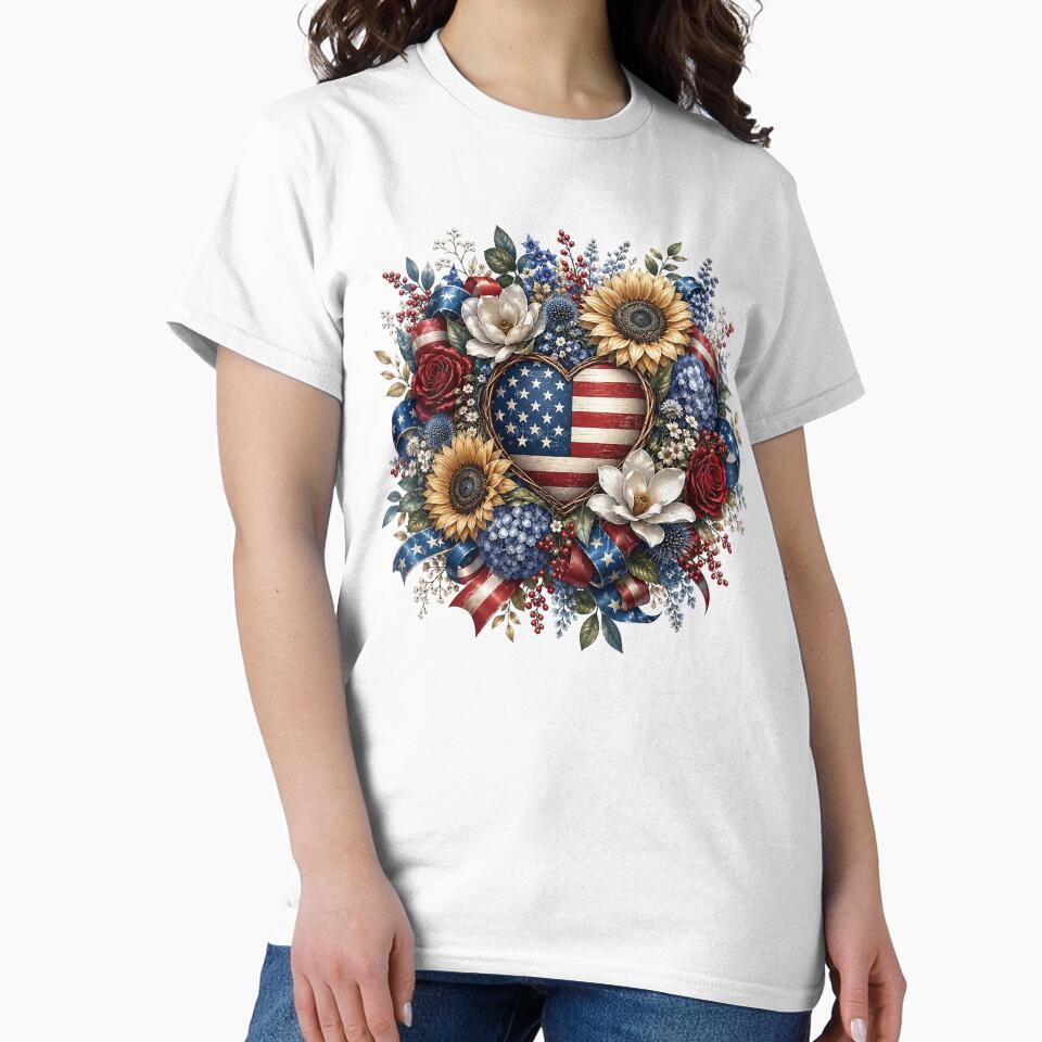 American Flag Heart Floral Wreath by PetalGarden