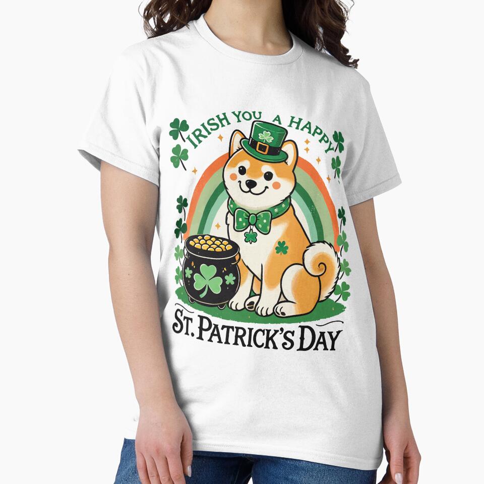 St. Patrick's Day Happy Dog Rainbow by LuminOrb