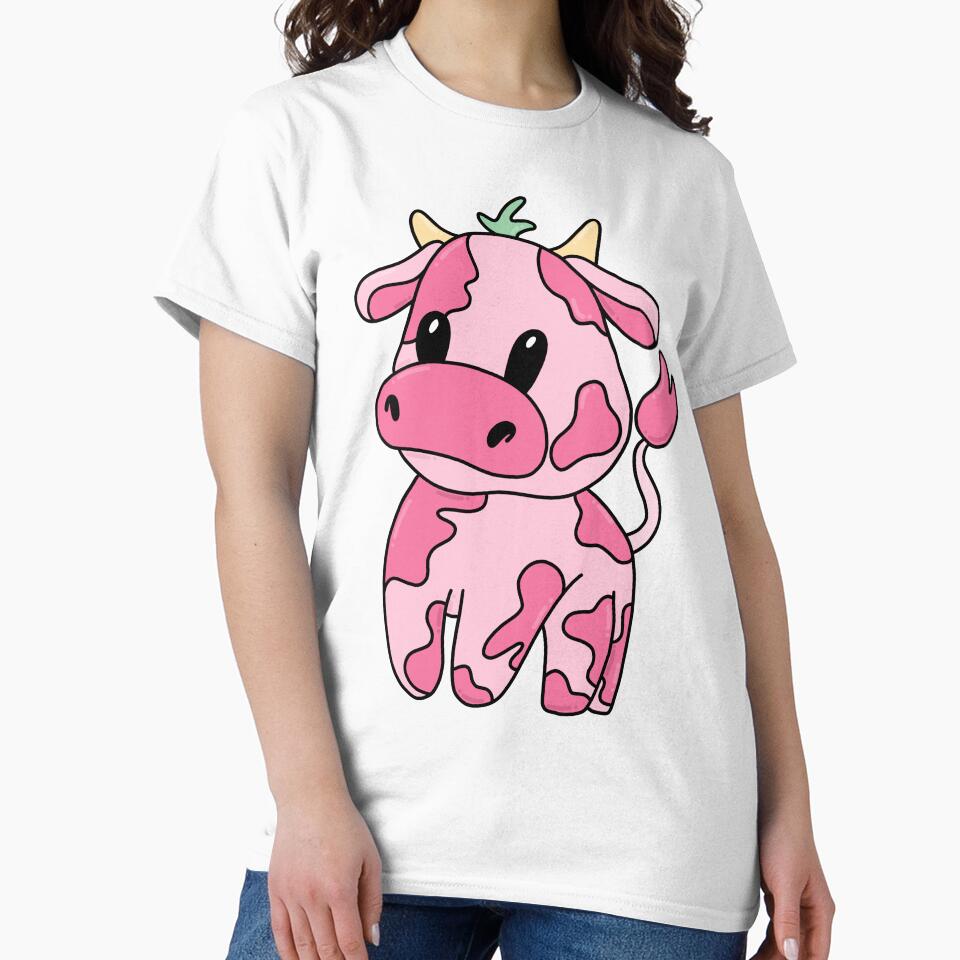 Strawberry Cow - Cartoon Cow Design by SoohieArt