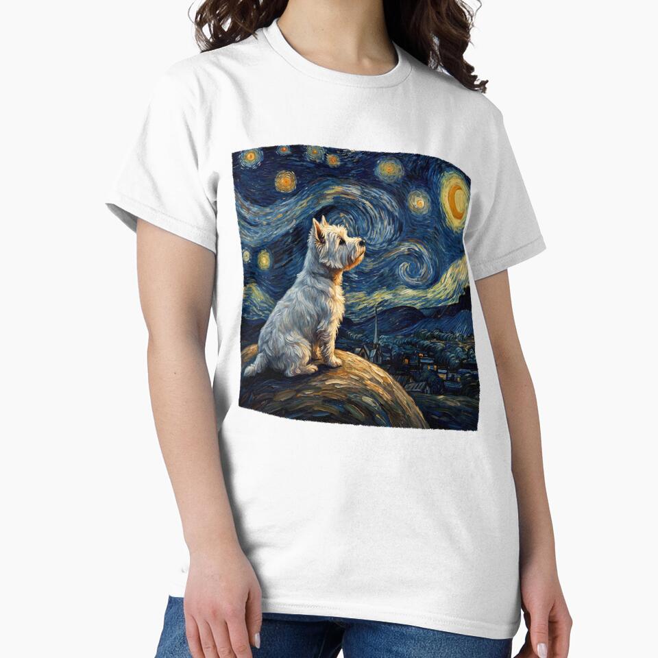 West Highland White Terrier Starry Night Van Gogh Art Dog Lover by TerryConnells