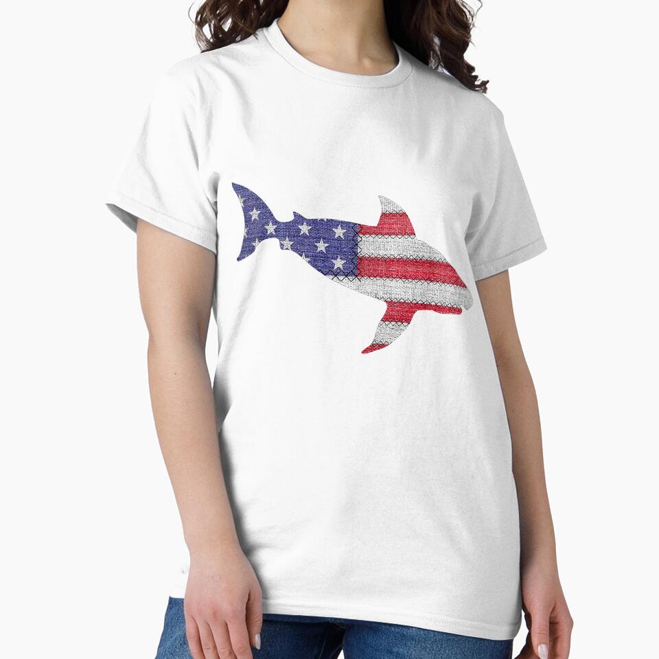 Patriotic Blue Shark Love American by deanba81741