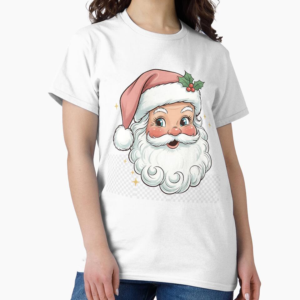 Christmas Shirts for Women Christmas Santa Snowflake by MOHITSALVI