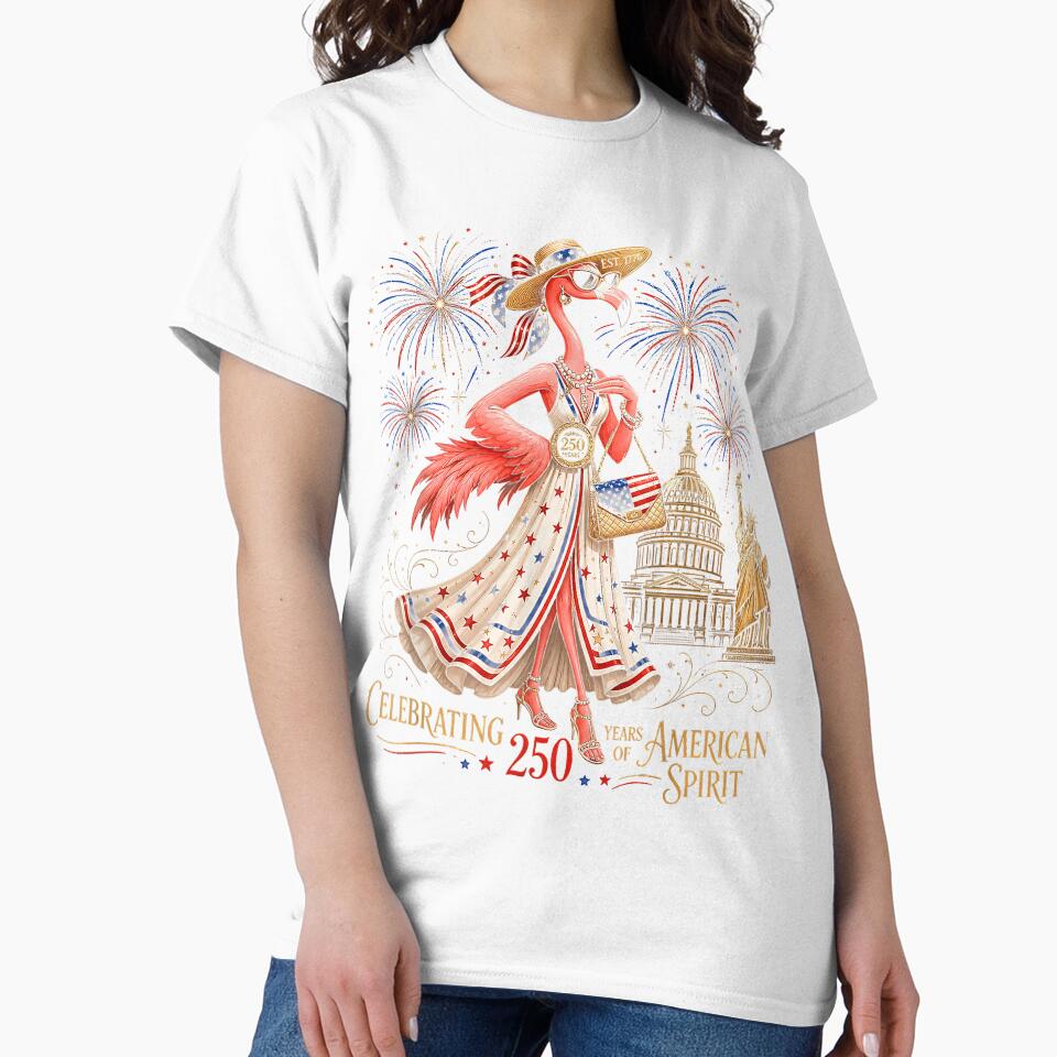 Patriotic Flamingo 250 Years Celebrating American Spirit by meilcannb