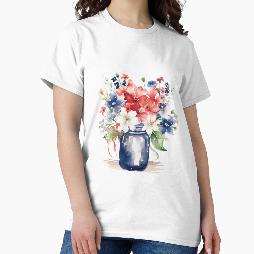 Patriotic Floral Arrangement in a Mason Jar by Christie Cudia