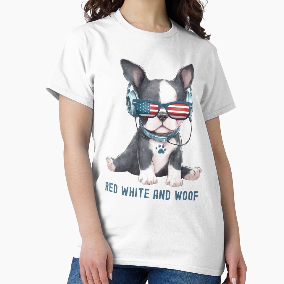 4th Of July Patriotic Meme American Flag Red White And Woof  Dog Lover by Zayavca