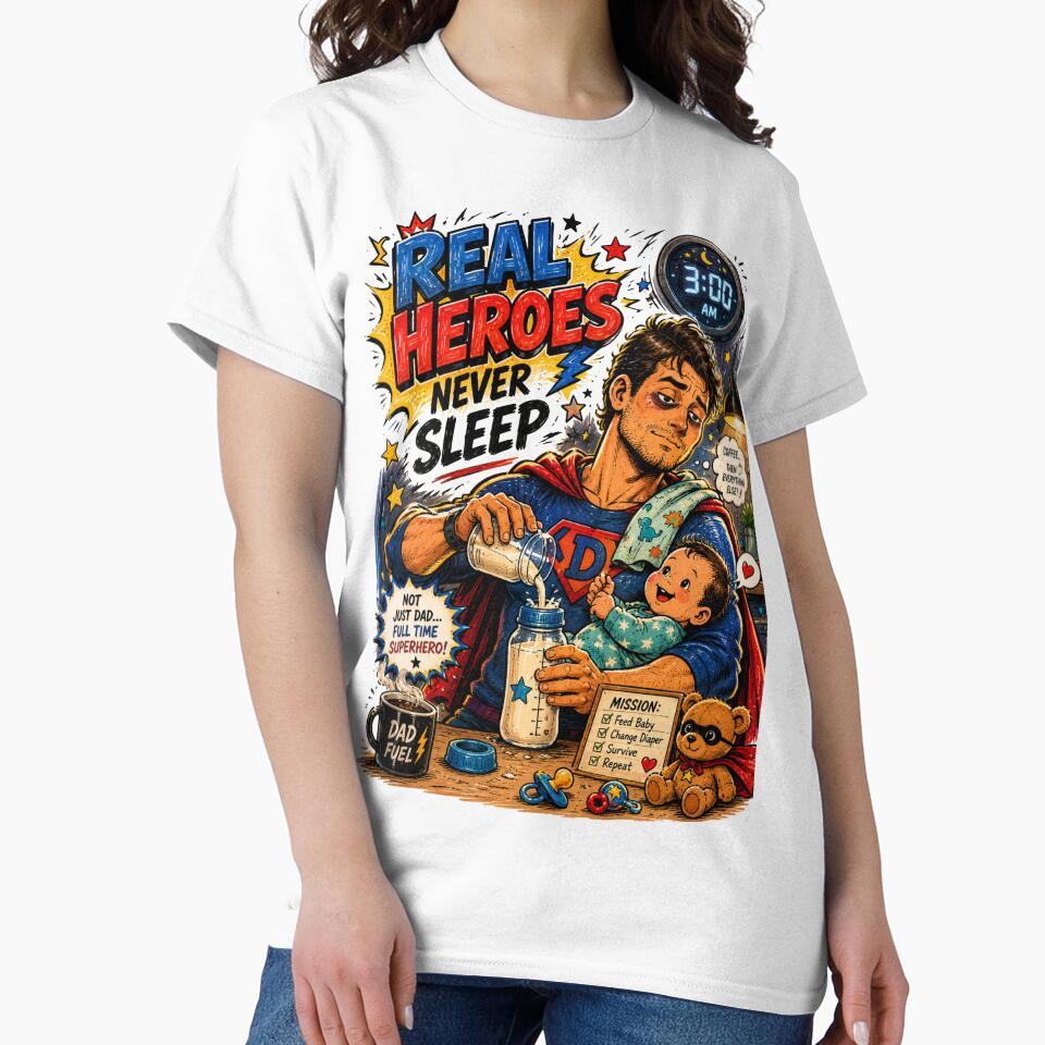 Nighttime Superhero Dad Retro Comic Funny by JonelleTshirts