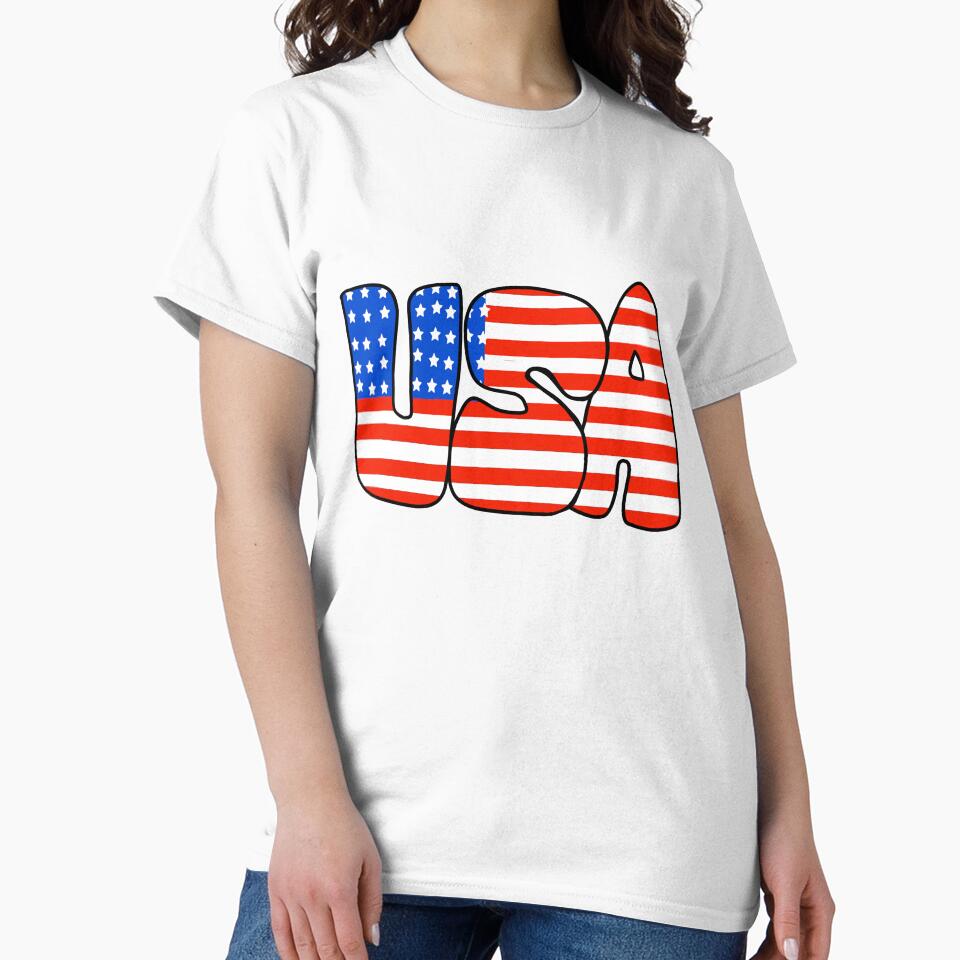 American Flag Retro Bubble Letters by skybluepink studio