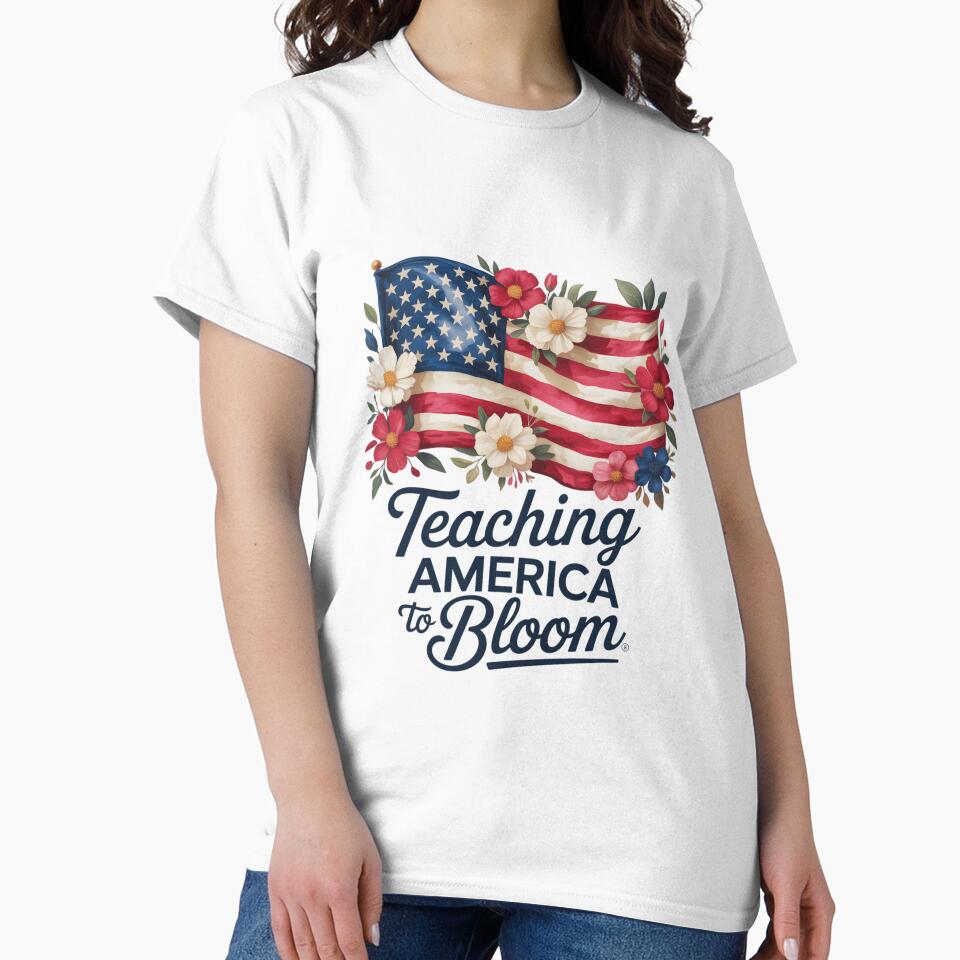 Floral American Flag Teacher 4th of July Watercolor USA by clothesy7