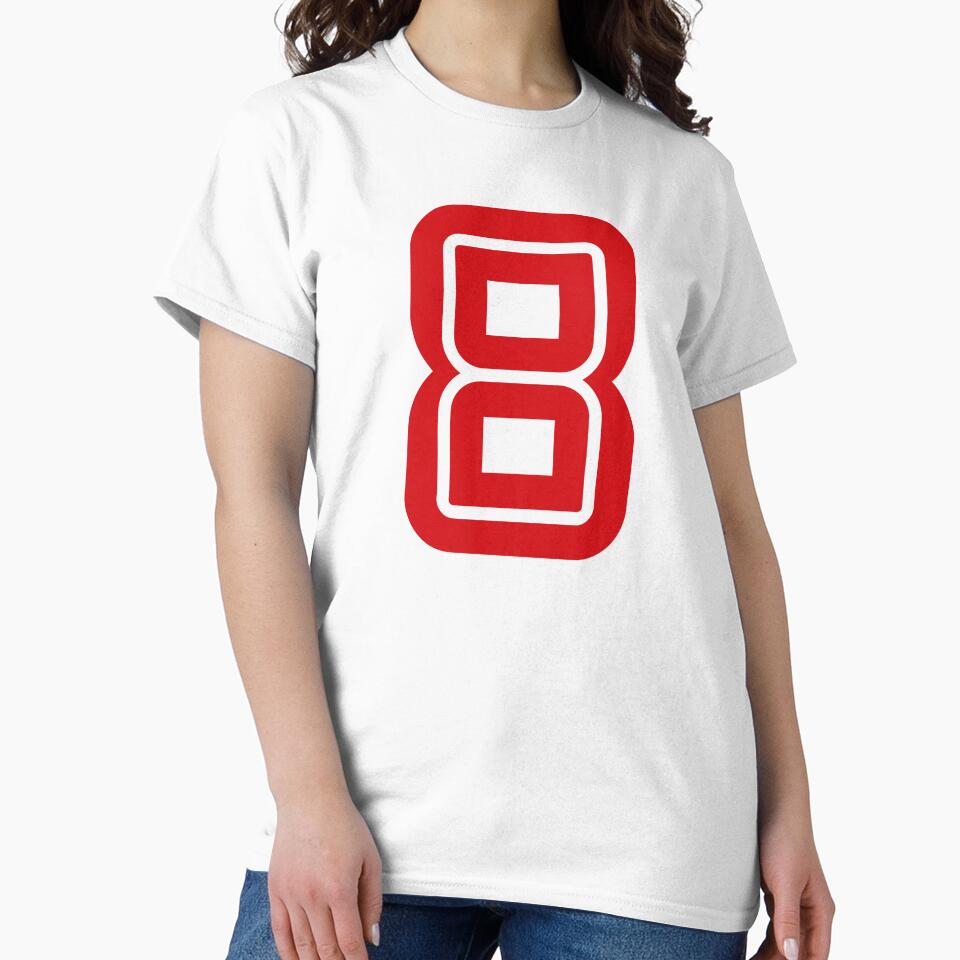 No. 8 / Player Number Eight / Football Player Number 8 (Red on Black) by STUDIO-72
