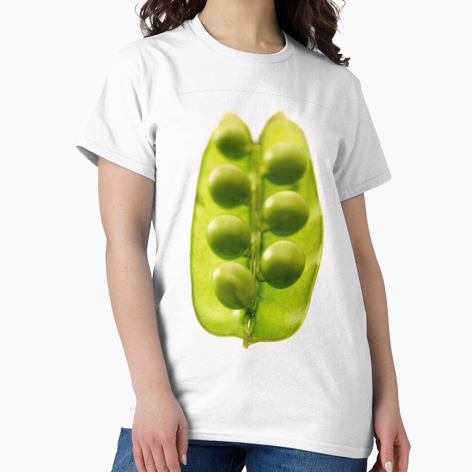 Peas in an open pod white background by bailey-cooper