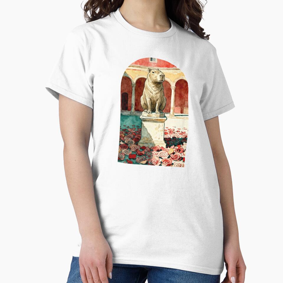 Regal Capybara Statue Ancient Rome Watercolor Art by FIREDesignsPOD