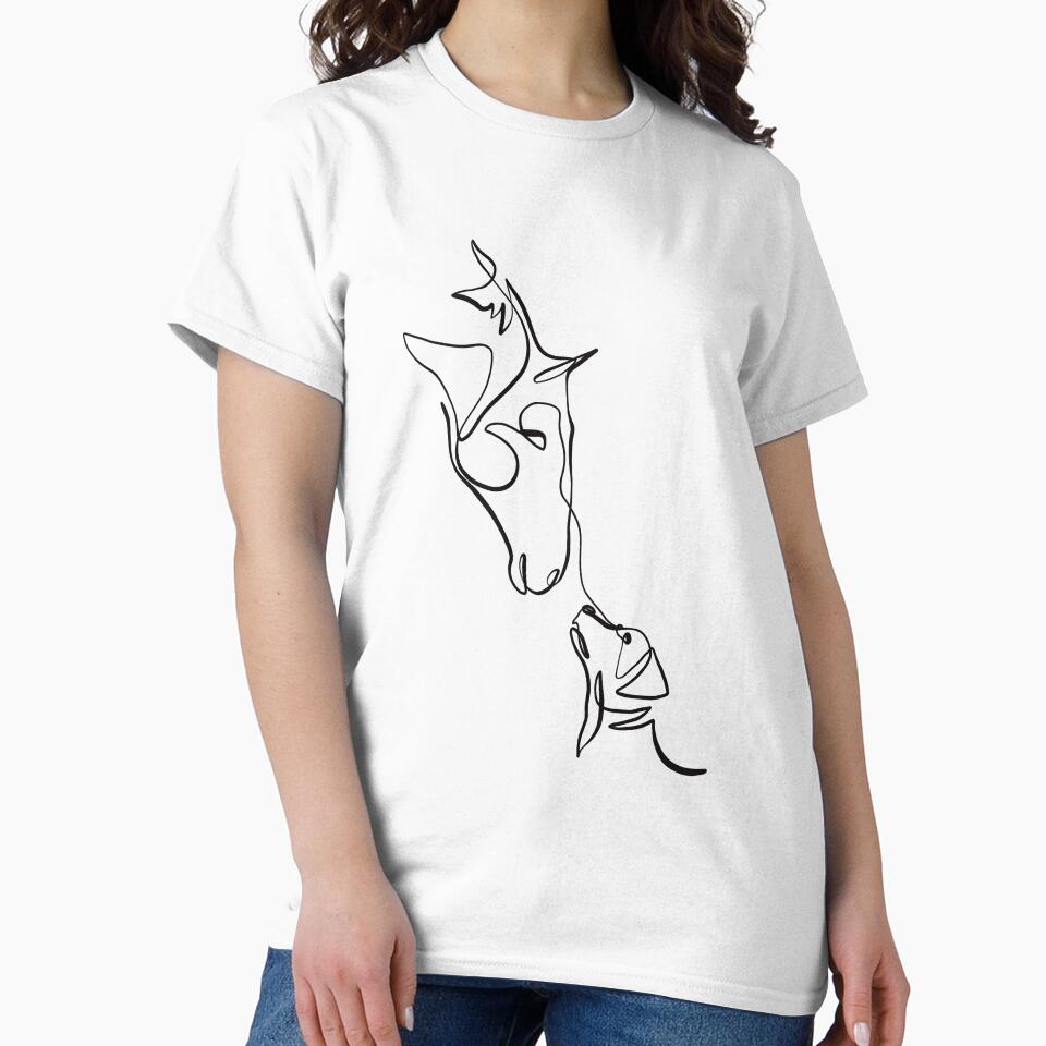 Horse and Dog One Line Drawing Art Print by Zetsmo