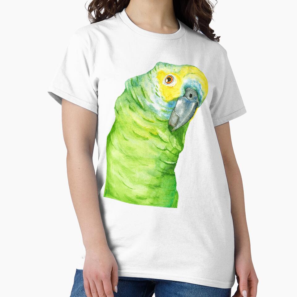 Blue fronted amazon parrot tropical brésil watercolor by L'Atelier Oranjade
