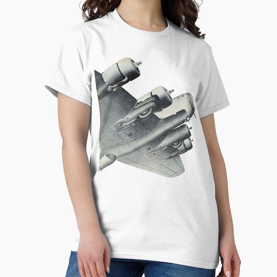 Vintage Flying Fortress Bomber Half A Plane Illustration by TrulyEpoque