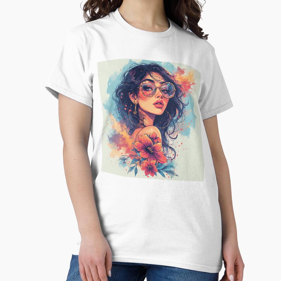 Retro Beautiful Girl by jimcaza Unisex , , , Long Sleeve Tee