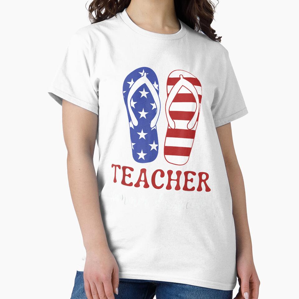 Teacher School Patriotic Flip Flops Funny Summer Teacher by anniet33