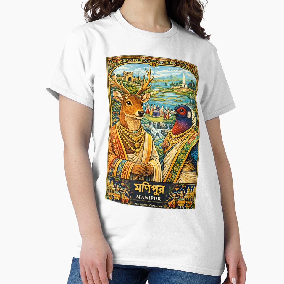 Manipur T-Shirt | Heritage Sangai & Mrs. Hume's Pheasant Art | IndianStateChronicles by freezed-frames