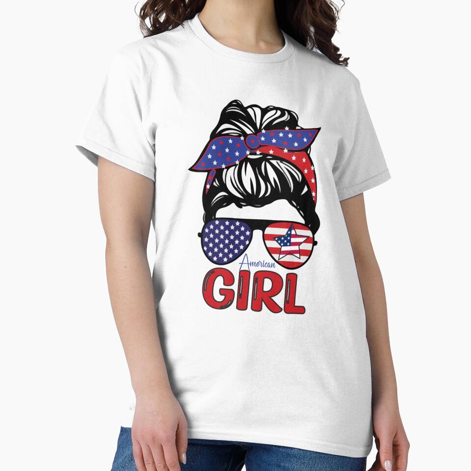 American Girl, Patriot Girl, Patriotic T-shirt by JoesCornerStore