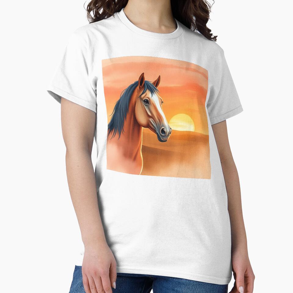 Soft Watercolor Sunset Horse Art by AuraMotivate