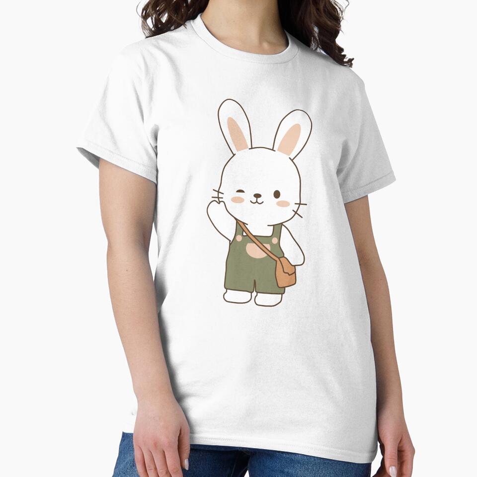 Cute Bunny Character with Casual Outfit and Bag by WanwisaChuenlom