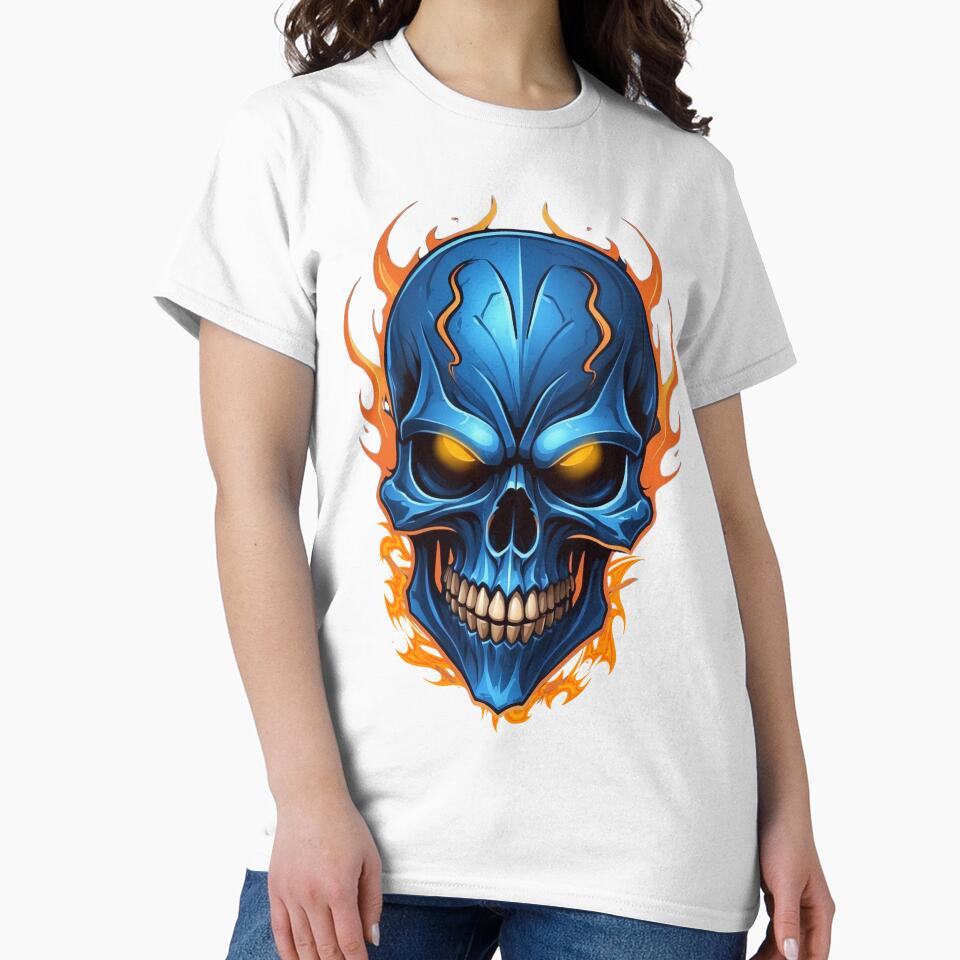 Blue Skull with Flames by OurGirlGertie