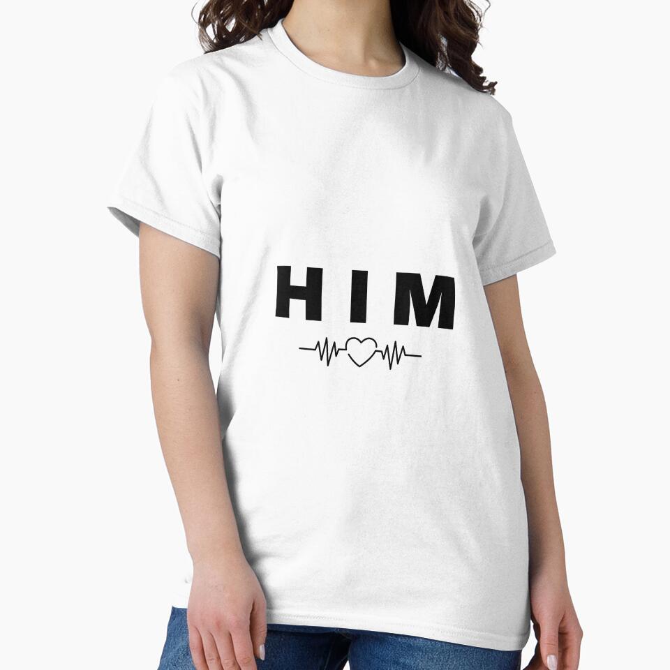 Valentine's Day Couple White Tshirt For Her by Purple Ocean