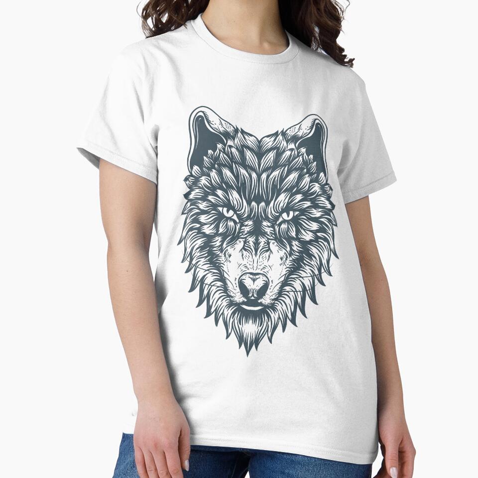 Hand Drawn Ornate Wolf Art by JTS STORE