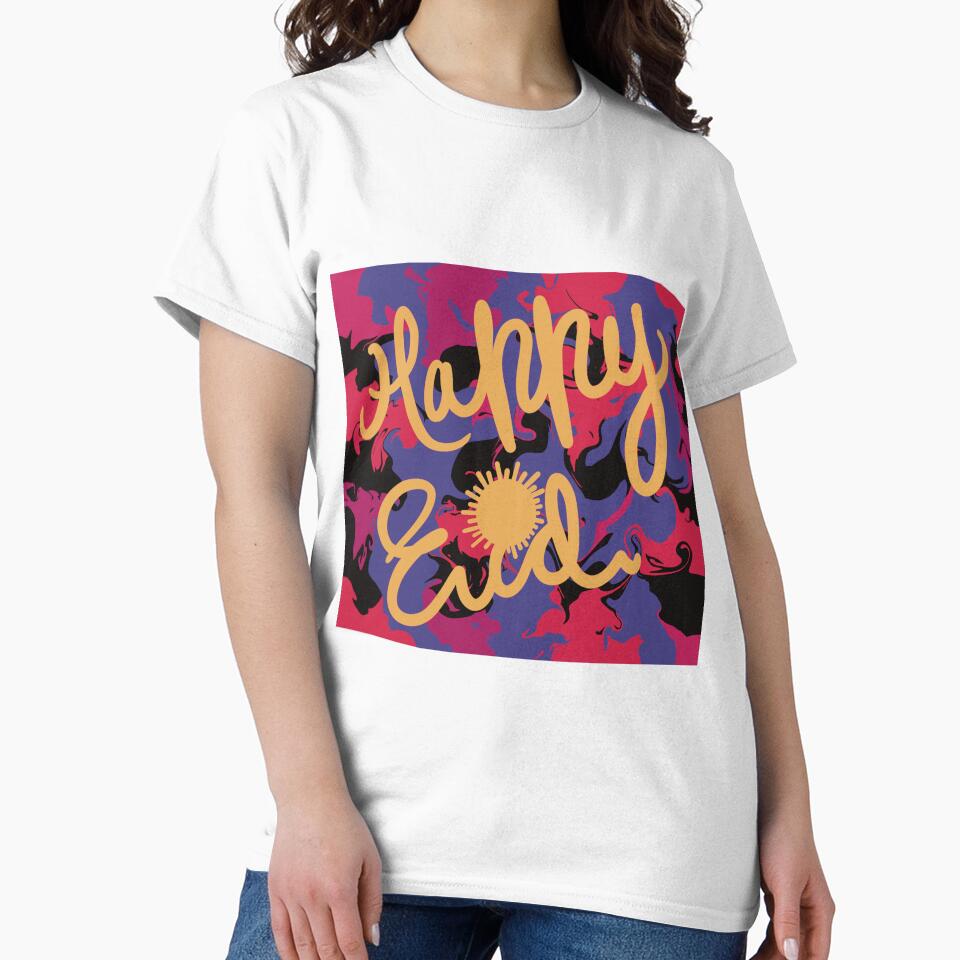 Happy Eid Festival Greetings Sunny Yellow Abstract Hand Letting by chuckletuckle