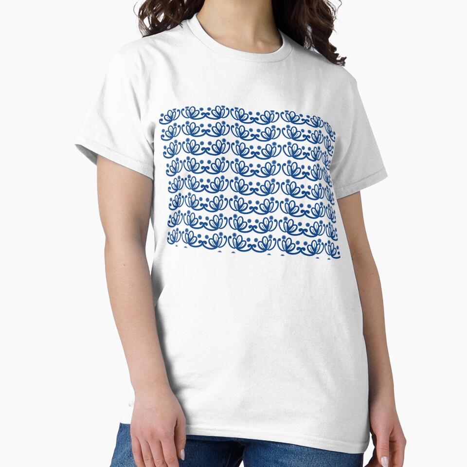 Blue flower hand drawn patter, hand drawing, free hand by pipikijung