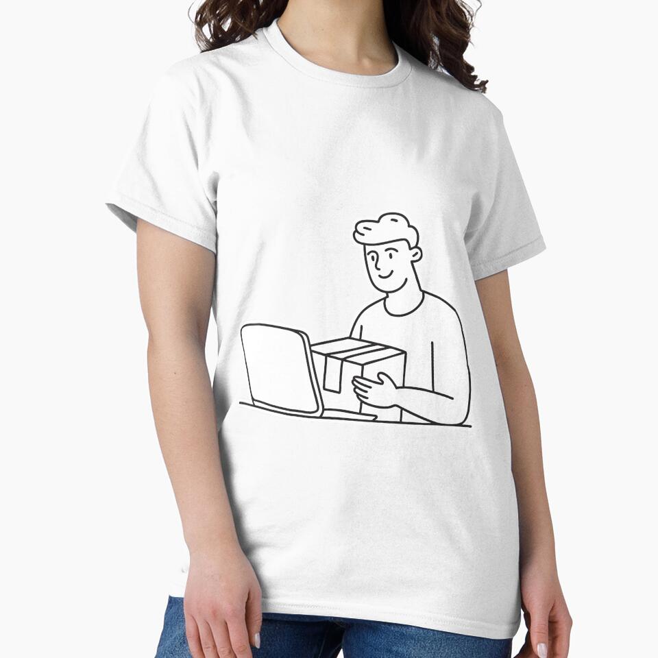 Man Opening Parcel Beside Laptop by rasagamastore
