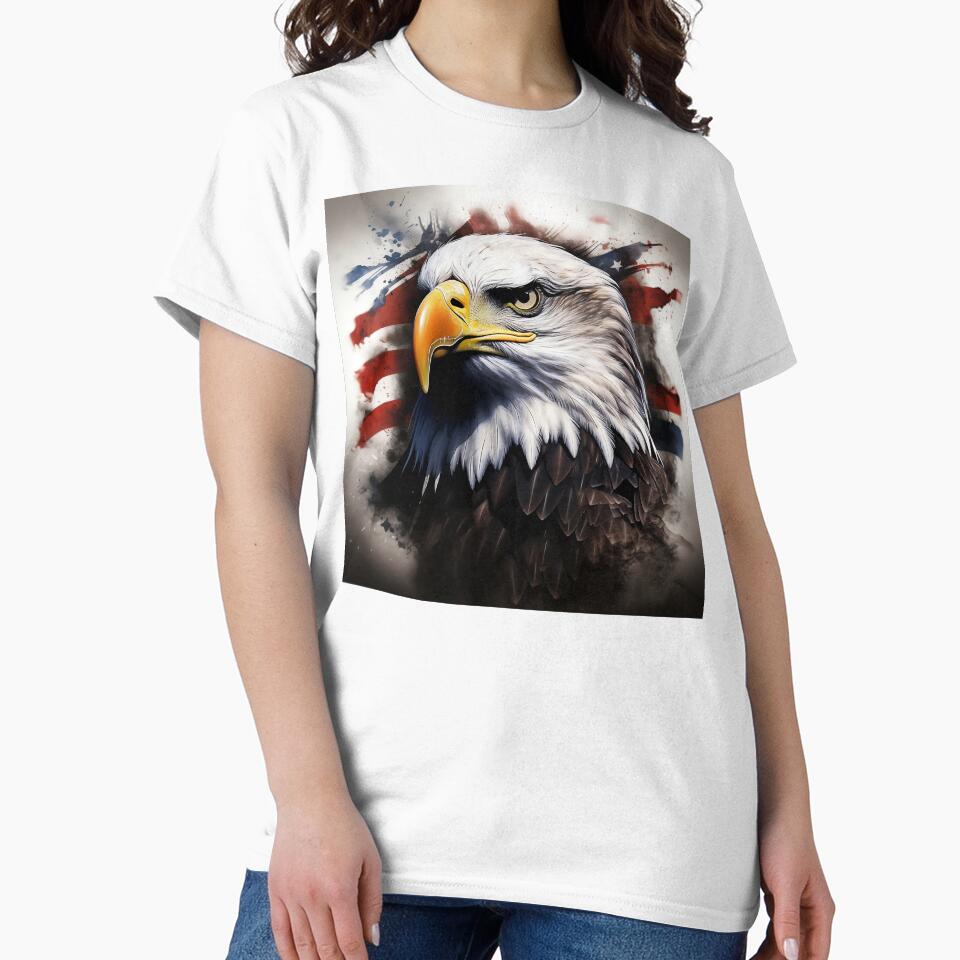 Patriotic American flag print Bald Eagle print by dcrc