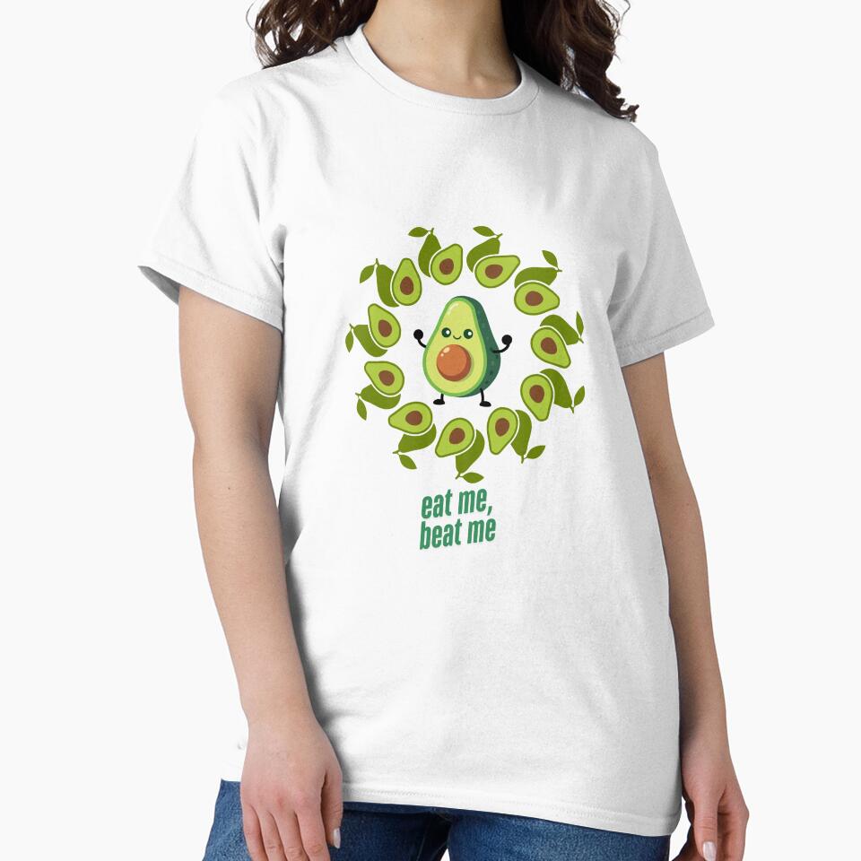 Cute Avocado “Eat Me, Beat Me” Funny Cartoon Design by doktordanTemiz