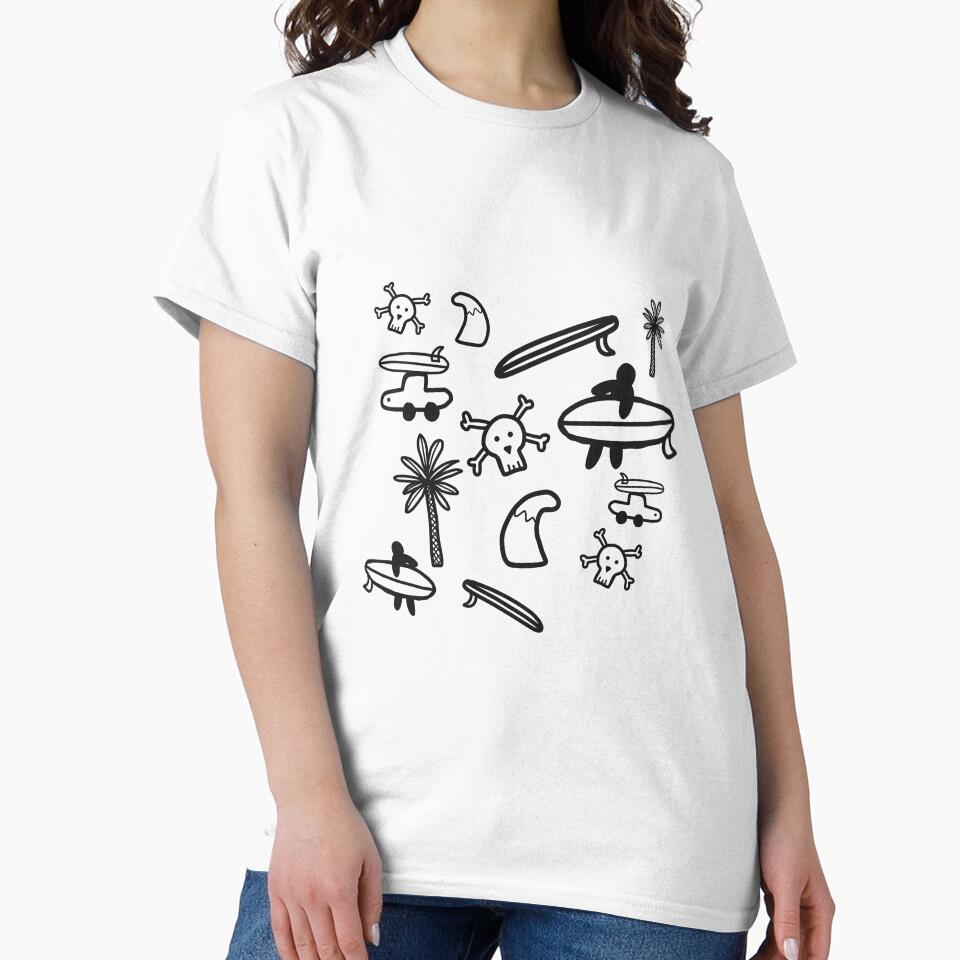 Surf surfing minimalist drawing design crazy by Tropical Blood Unisex , , , Long Sleeve Tee
