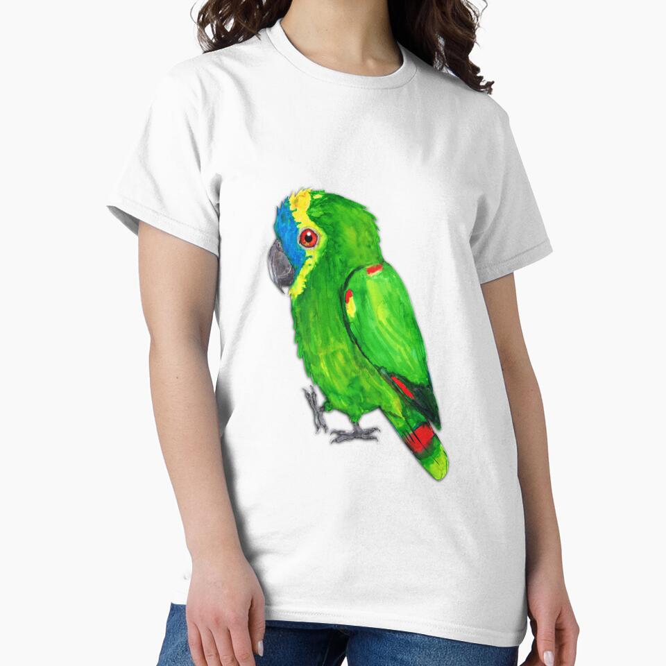 Turquoise-fronted amazon watercolor painting by Bwiselizzy