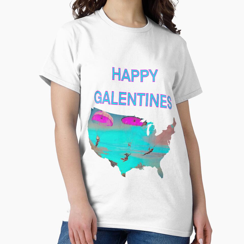 A cute Parachuting Happy Galentines card, perfect gift idea for Galentines day by sailorsam1805