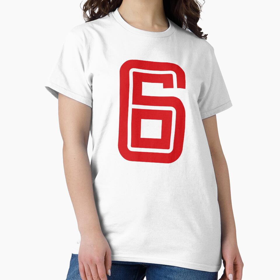 No. 6 / Player Number Six / Football Player Number 6 (Red on Black) by STUDIO-72