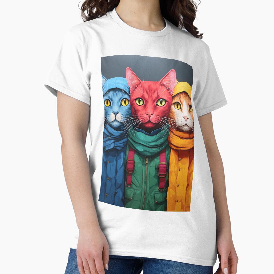 3 Cats Wearing Coats Illustration - Street Style by SuperSeries