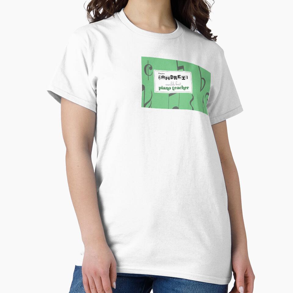 Musical notes personalised piano teacher forest green by HalunaHappy