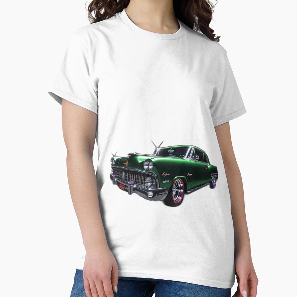Classic American Lowrider Car T-Shirt – Metallic Green Vintage Car Design by IosArt