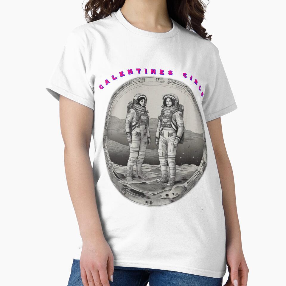 Black and white Super Cool Mars Spacewomen galentines girls thinking of galentines day gifts and exchanging galentines days wishes by sailorsam1805