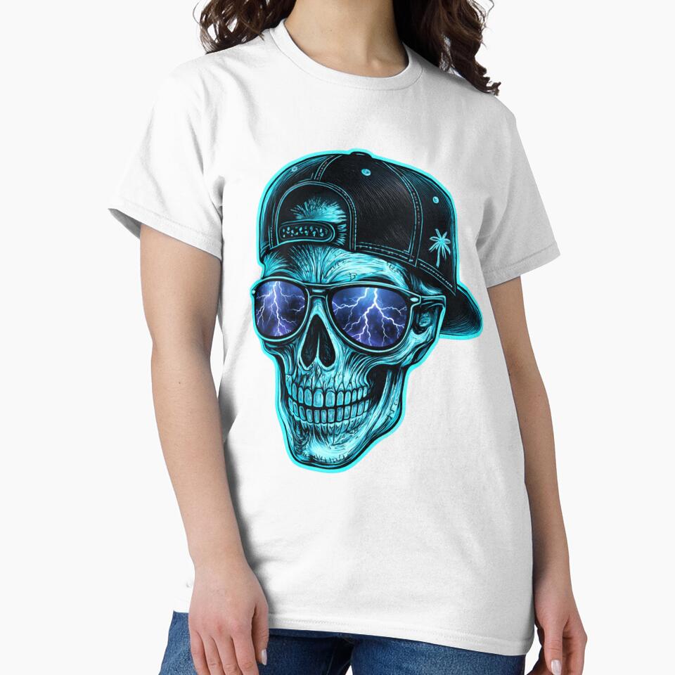 Neon Cowboy Skull with Stormy Sunglasses – Edgy Digital Artwork by Vivalore