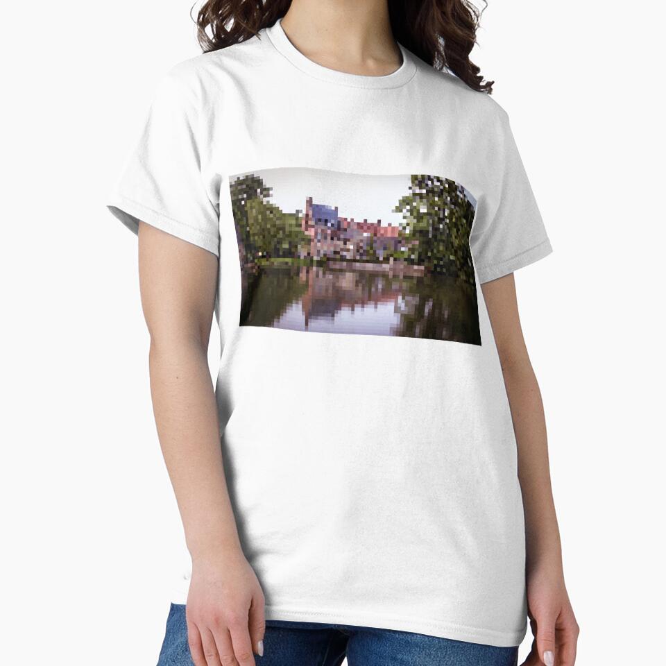 Pixelated Bruges Lake Scene by Potato Quality Prints Unisex , , , Long Sleeve Tee