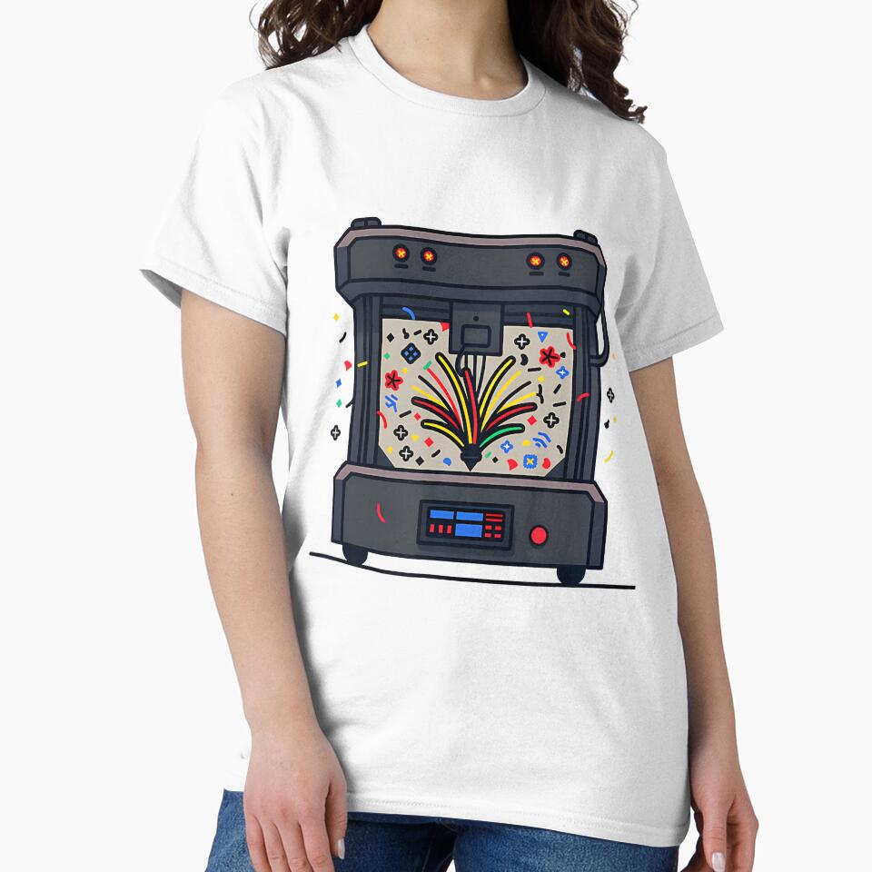 Printer With Fireworks Design Patriotic 3D Printing Women Men by MavisJoseph