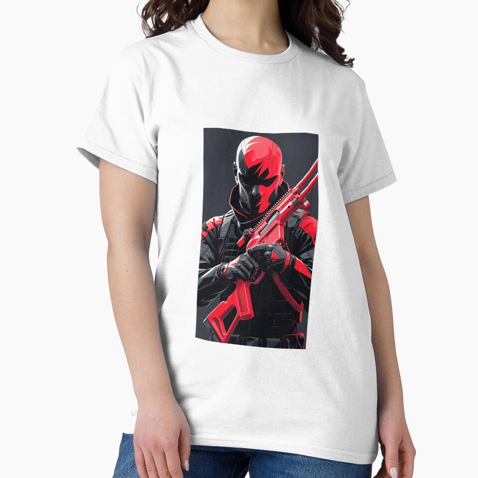 Red Black Commando Sniper Graphic T-Shirt by Dew's