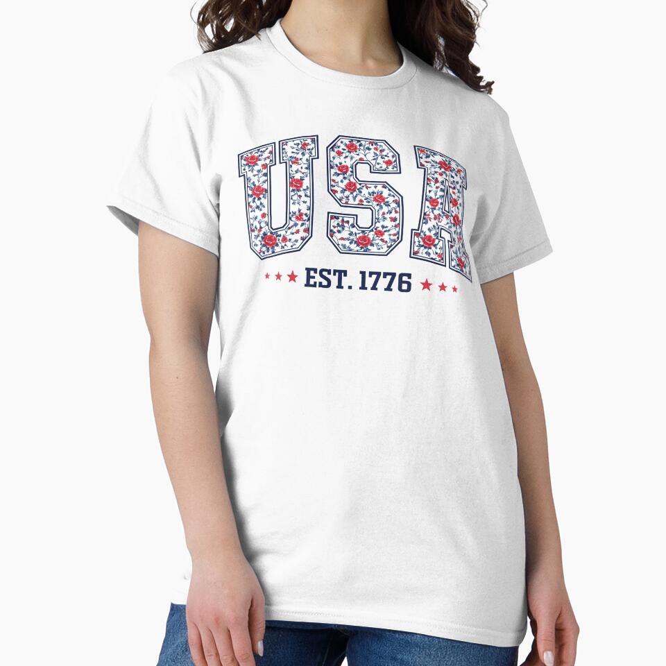 Vintage Floral USA, Retro America, 4th Of July, America Coquette, Patriotic by NicowrmSArt