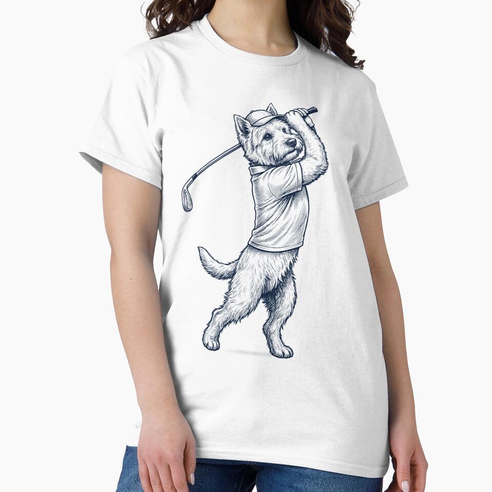 Vintage West Highland White Terrier Playing Golf Golfer Dog Lover by TerryConnells
