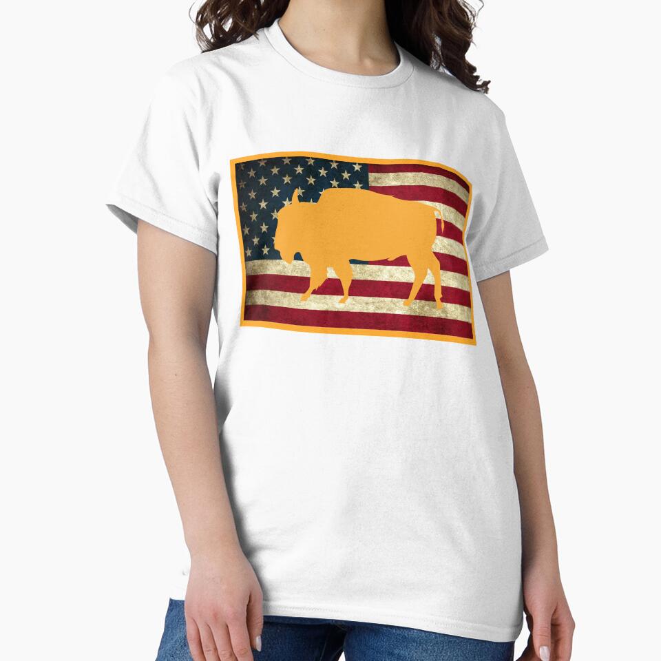Bison and American Flag by artistoutfitter