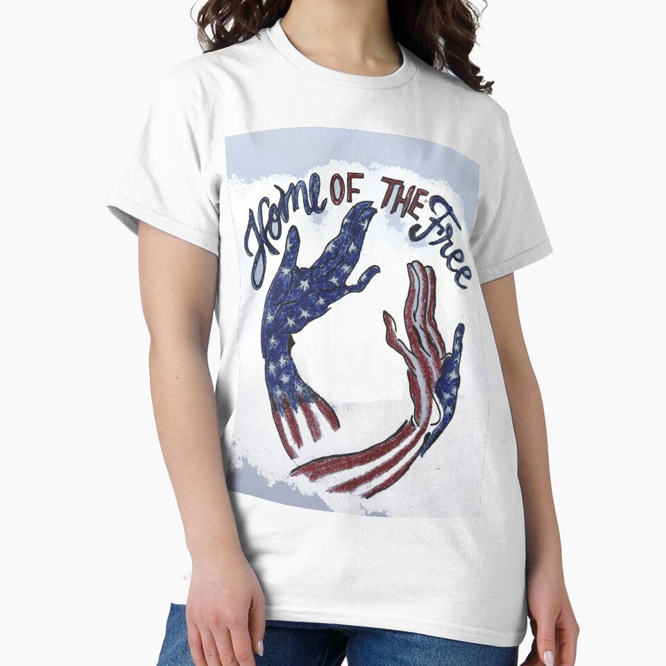 Hand-Drawn 4th of July Patriotic American Flag Heart Hands Sketch by FineLineVibes