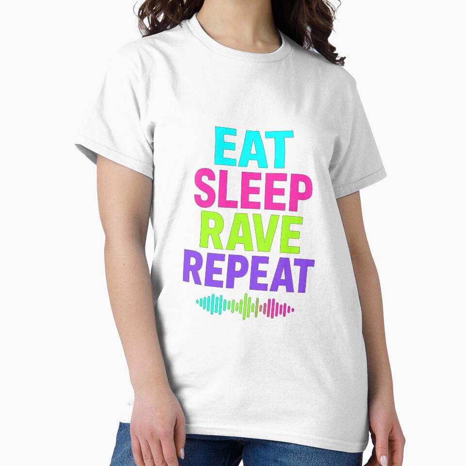 EDM Techno Rave Neon Saying Music Festival Shirt by ZapCat Studio